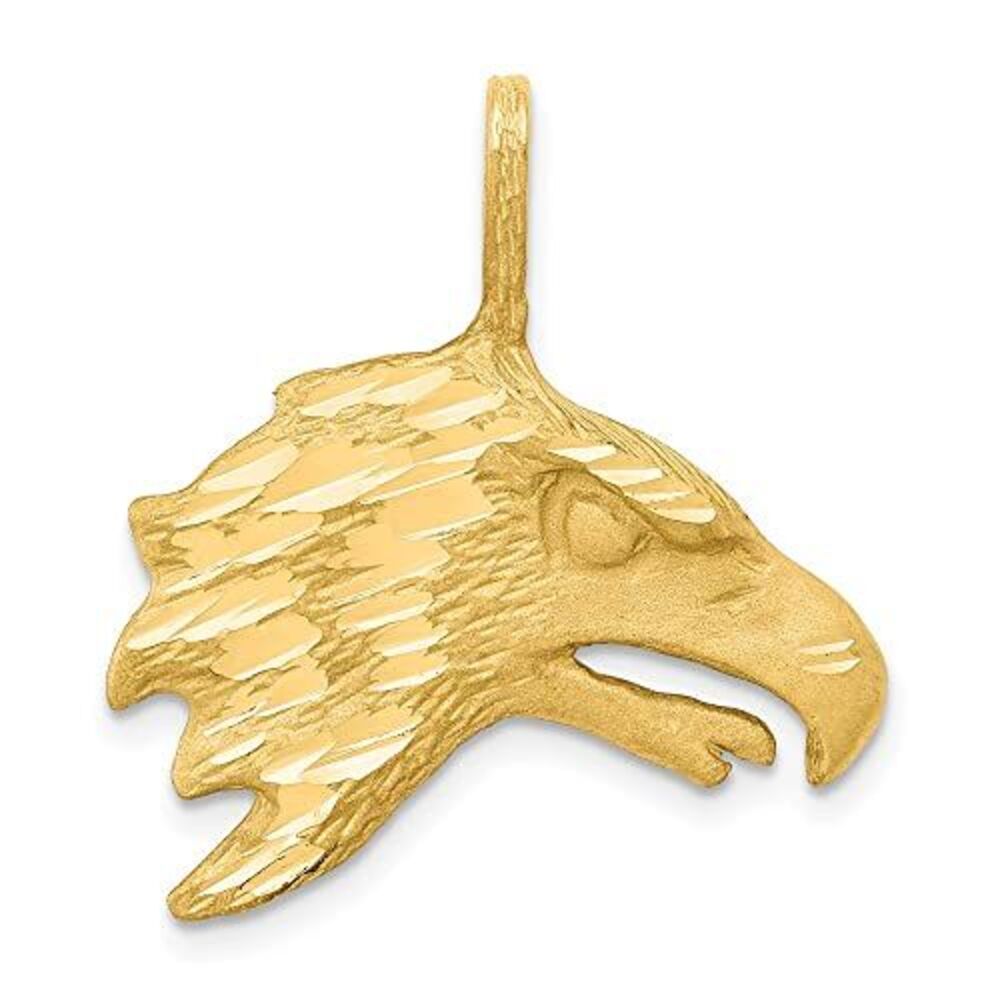 10k Yellow Gold Solid Diamond-Cut Eagle Head Charm - image 4